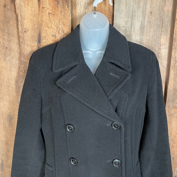 CG Collection by Gallery Black Wool Double Breasted Pea Coat - size small - Picture 2 of 11